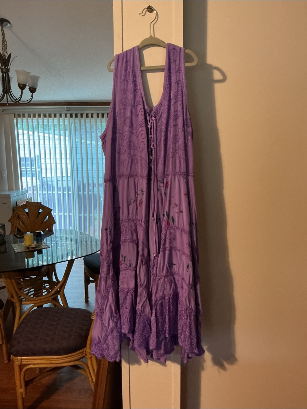 Advance Apparels Lavender Embroidered Tiered Maxi Dress